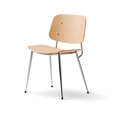 Fredericia Furniture Søborg Metallituoli Kirkaslakkainen tammi-kromijalka | Alk. 641,90 €
