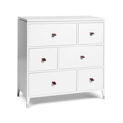 Mavis Abisko lipasto valkoinen, 6 laatikkoa, hionta hirvennahkalla | Alk. 1 195,00 €