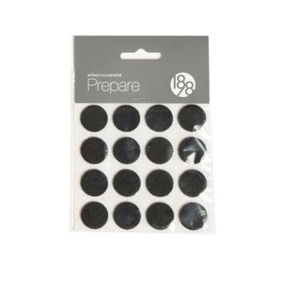 1898 Prepare huonekalutassut Musta, itseliimautuva huopa ø 20 mm, 16 kpl | Alk. 2,30 €