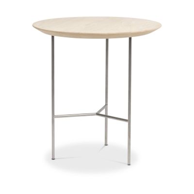 Mavis Tribeca sivupöytä saviöljytty tammi rustiikki, satiinikromatut jalat, ø47 cm | Alk. 435,00 €