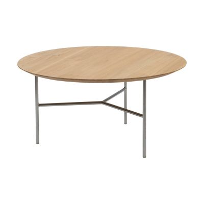 Mavis Tribeca-sohvapöytä tammi lakka, satiinikromatut jalat, ø80 | Alk. 649,00 €
