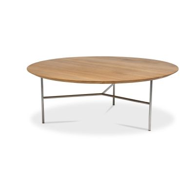 Mavis Tribeca-sohvapöytä tammiöljy rustiikki, satiinikromatut jalat, ø110 | Alk. 955,00 €