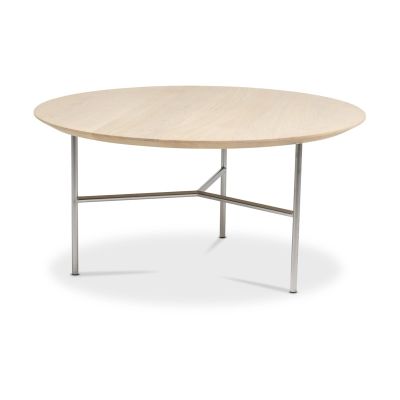 Mavis Tribeca-sohvapöytä tammi petsattu rustiikki, satiinikromatut jalat, ø80 | Alk. 649,00 €