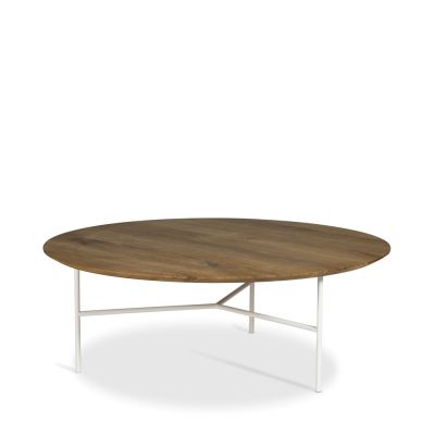 Mavis Tribeca-sohvapöytä tammiöljy rustiikki, valkoiset jalat, ø110 | Alk. 951,29 €
