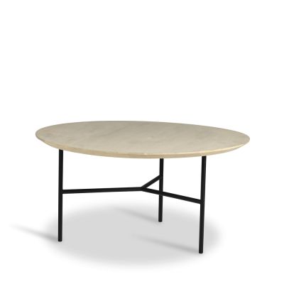 Mavis Tribeca-sohvapöytä kuultava tammi saippuoitu, mustat jalat, ø80 | Alk. 667,59 €