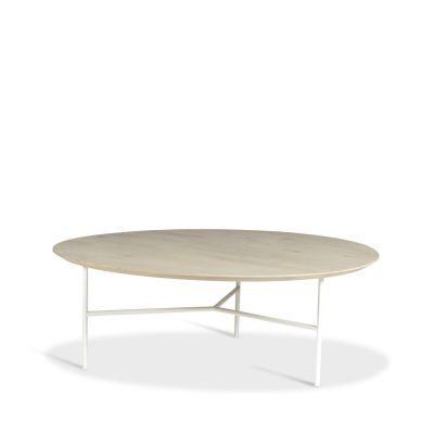 Mavis Tribeca-sohvapöytä tammi saippuoitu rustiikki, valkoiset jalat, ø110 | Alk. 951,29 €