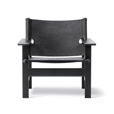 Fredericia Furniture The Canvas Chair - nojatuoli Canvas musta-musta-lakattu tammi, sisältäen musta nahkapatja | Alk. 1 870,90 €