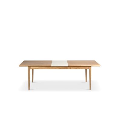 Mavis Höllviken ruokapöytä Tammen valkoinen pigmentoitu mattalakkapinta 1 lisäosa beige MDF á 50 cm