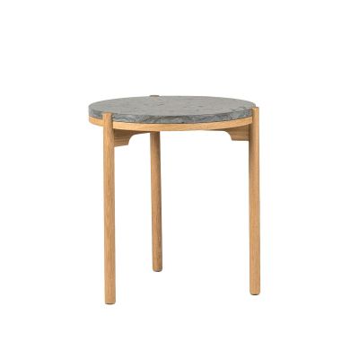 Mavis Dondo sivupöytä valkopigmentoitu tammi Ø45 cm Hiontahiekkakivi | Alk. 991,05 €