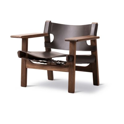 Fredericia Furniture Espanjalainen tuoli nojatuoli Nahka tumma ruskea öljytty pähkinä