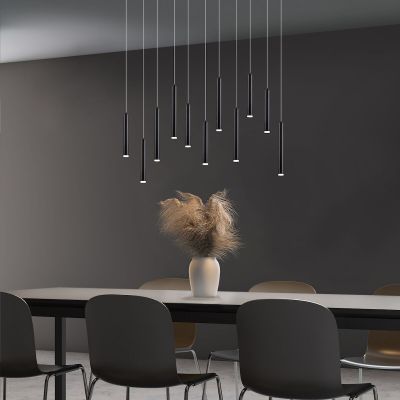 Trio Tubular LED-riippuvalaisin 11-osainen mattamusta