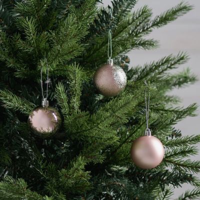 Winteria kuusenpallot 12 kpl Ø6 cm vaaleanpunainen sekoitus