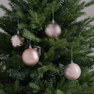 Winteria kuusenpallot 8 kpl Ø8 cm vaaleanpunainen sekoitus