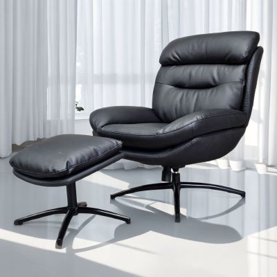 Tenstar Havana lepotuoli ja rahi nahkaverhoiltu musta