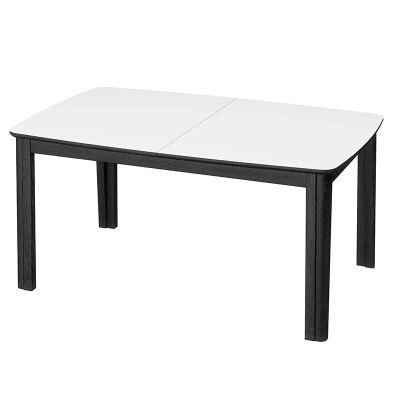 Skovby, SM107 Ruokapoyta 101x160-316-368 cm Musta lakattu tammi - Valkoinen laminaatti