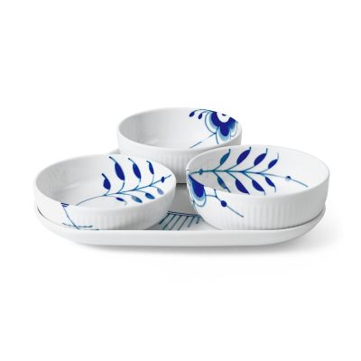 Royal Copenhagen Blue Fluted Mega tarjoilusetti 4 osaa Sininen-valkoinen