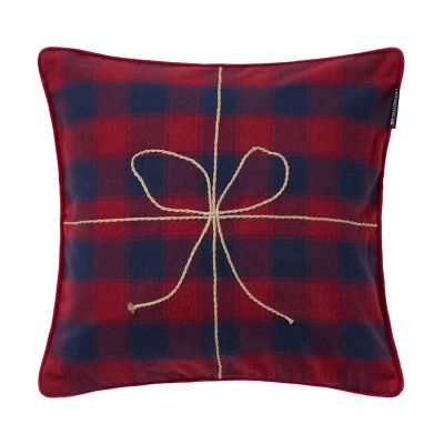 Lexington Wrapped ruudullinen eko flanellityynyliina 50x50 cm Tummansinipunpunainen