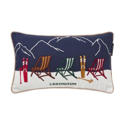 Lexington Ski resort ekologinen puuvilla twill tyyny 30x50 cm Valkoinen–Dark blue