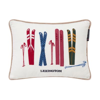 Lexington Skis and Poles eko. samettipellavatyyny 30x40 cm White multi