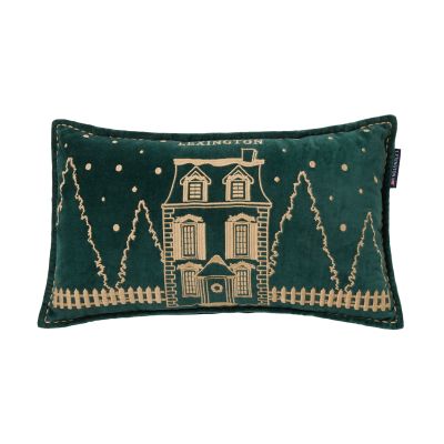 Lexington Winter House eko. samettipuuvillatyyny 30x50 cm Green-Light Beige