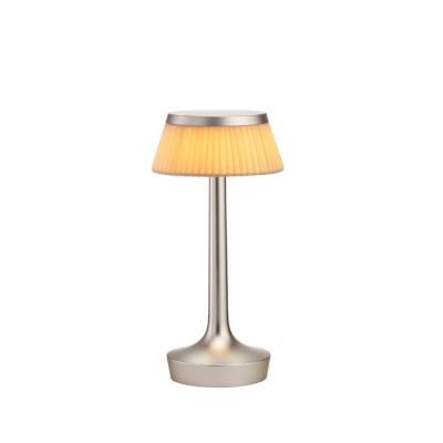 Flos Bon Jour Unplugged pöytälamppu Matt chrome-fabric | Alk. 379,00 €
