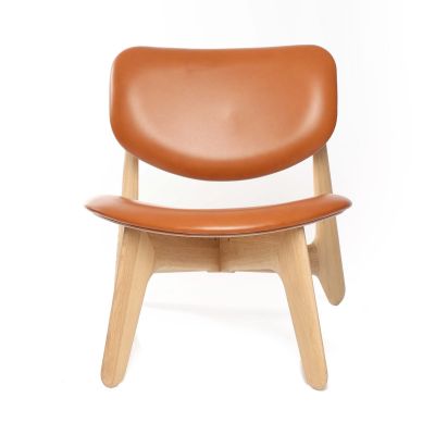 Tom Dixon Slab loungestuoli päällystetty istuin Natural oak-cognac leather | Alk. 1 499,21 €