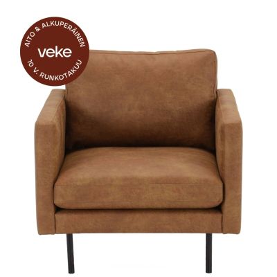 Veke Scandic Copenhagen nojatuoli, konjakinruskea Colorado 03 nahka, asiakaspalautus