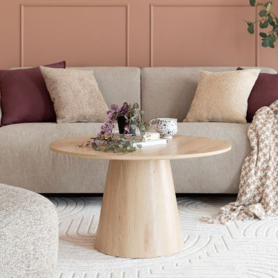 Veke Boom pyöreä sohvapöytä Ø80x45 cm valkotammi, asiakaspalautus