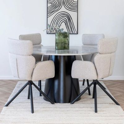 House Nordic Brito pyöreä ruokapöytä Ø120 cm greige marmori look/musta | Alk. 329,00 €