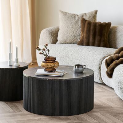 House Nordic Rota pyöreä sohvapöytä Ø80 cm tummanruskea marmori look | Alk. 299,00 €