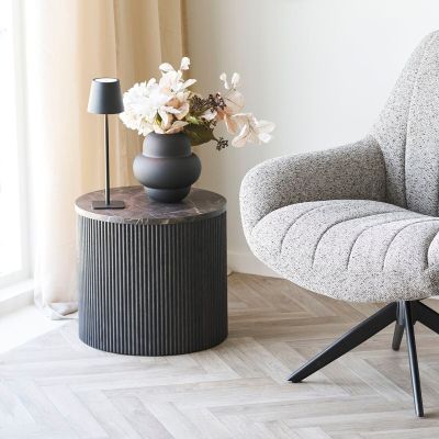 House Nordic Rota pyöreä apupöytä Ø45 cm tummanruskea marmori look | Alk. 159,00 €
