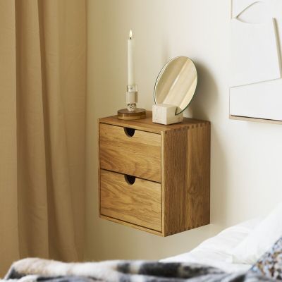 House Nordic Townsville seinähylly laatikoilla 30x18x30 cm tammi