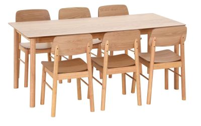 Veke Tovi 6-hengen ruokailuryhmä lakattu tammi