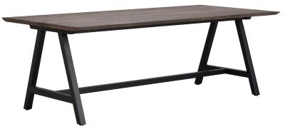 Rowico Home Carradale ruokapöytä 220x100 cm ruskea/musta A-jalalla