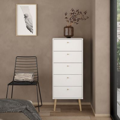 Tvilum Bodo kapea lipasto 5-laatikolla valkoinen