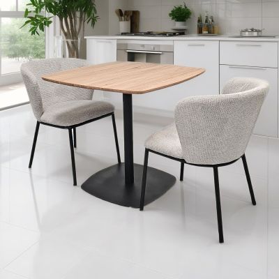 Tenstar Riviera-Kaarlo 2-hengen ruokailuryhmä tammi/musta, vaaleanharmaa