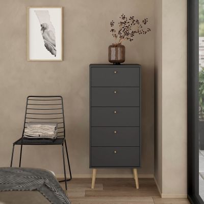 Tvilum Bodo kapea lipasto 5-laatikolla tummanharmaa