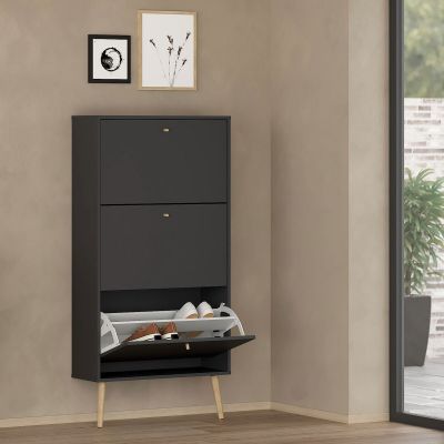 Tvilum Bodo kenkäkaappi 3-laatikolla tummanharmaa