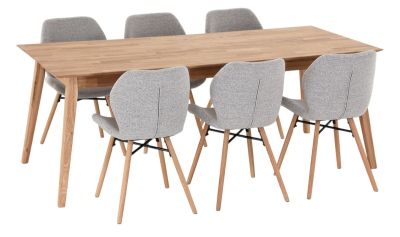 Veke Koto-Keto 6-hengen ruokailuryhmä öljytty tammi/beige Monza 60