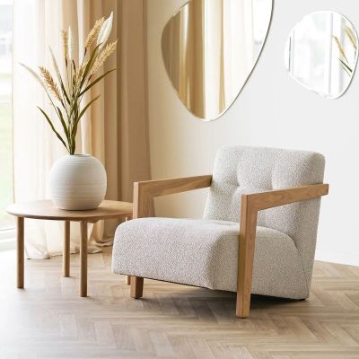 House Nordic Caracas nojatuoli beige HN1321, tammi käsinojilla