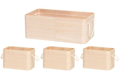 4Living Puulaatikko narukahvoilla 4 kpl setti