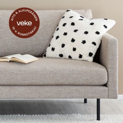 Veke Scandic Copenhagen divaanisohva vasen beige Verdon 416, mustat jalat