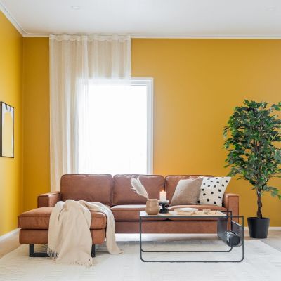 Veke Macho divaanisohva vasen konjakinruskea Colorado 03, mustat jalat