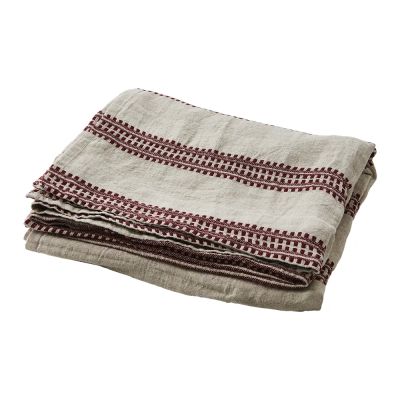 Affari of Sweden, NOEL Pöytäliina punainen/pellavaharmaa 350x140 cm