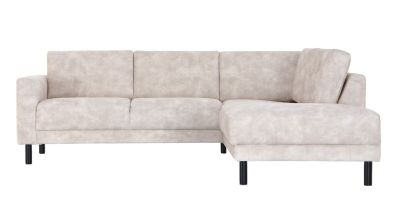 Veke Joki avokulmasohva oikea beige Adore 01, mustat jalat, kuvausmalli