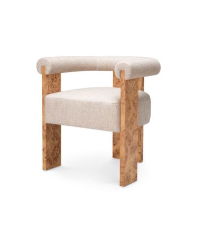 Eichholtz Percy käsinojallinen ruokatuoli vaaleanruskea mappa-burl-viilu