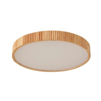 Lindby - Velua LED-kattovalaisin, valkoinen/puu, Ø 50 cm, CCT
