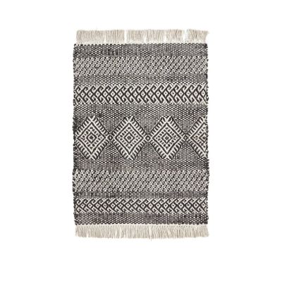 House Doctor - Ethnic-matto, musta juutti, pituus 90 cm –