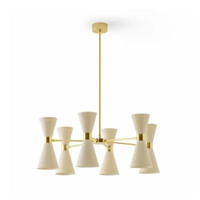 Stilnovo - Megafono riippuvalo, norsunluunvärinen, 12-lamppuinen