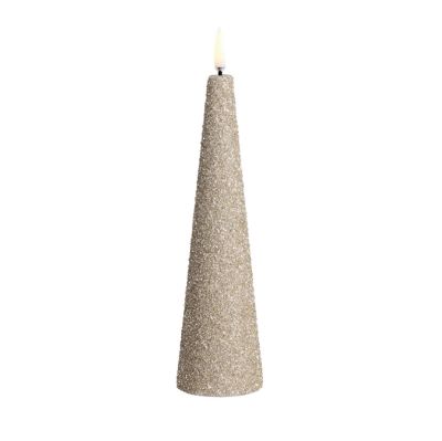 Uyuni Lighting - CONE LED-kynttilä, kermanvärinen, korkeus 22 cm, kimallus